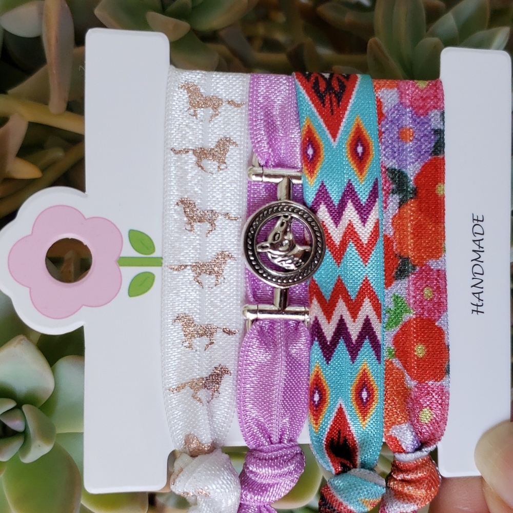 Snaffle Bit Hair Ties Bridle Bit Gold Horses Flowers Floral Purple Cowgirl Boho